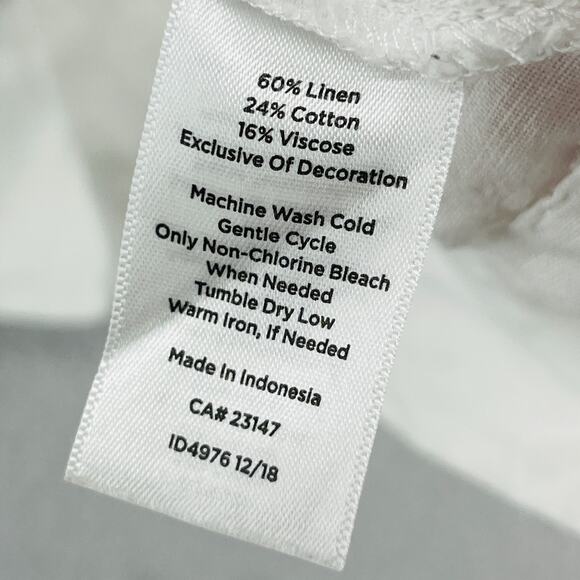 TALBOTS Top S Trapunto Stitch Shell Tank Popover Sleeveless Linen Blend White - Picture 10 of 13